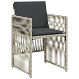 15 Piece Garden Dining Set with Cushions Light Grey Poly Rattan