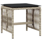 15 Piece Garden Dining Set with Cushions Light Grey Poly Rattan - Rear View