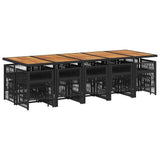 15 Piece Garden Dining Set with Cushions Black Poly Rattan - Side View