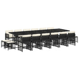 17 Piece Garden Dining Set with Cushions Black Poly Rattan
