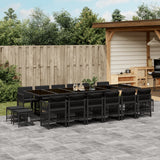 17 Piece Garden Dining Set with Cushions Black Poly Rattan