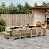 17 Piece Garden Dining Set with Cushions Beige Poly Rattan