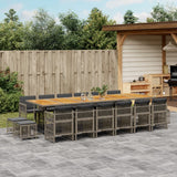 17 Piece Garden Dining Set with Cushions Grey Poly Rattan