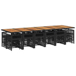 17 Piece Garden Dining Set with Cushions Black Poly Rattan