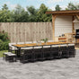 17 Piece Garden Dining Set with Cushions Black Poly Rattan