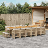 17 Piece Garden Dining Set with Cushions Beige Poly Rattan