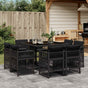 9 Piece Garden Dining Set with Cushions Black Poly Rattan