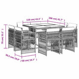 9 Piece Garden Dining Set with Cushions Beige Poly Rattan - 45-Degree Angle