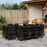 11 Piece Garden Dining Set with Cushions Black Poly Rattan