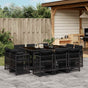11 Piece Garden Dining Set with Cushions Black Poly Rattan
