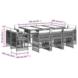 11 Piece Garden Dining Set with Cushions Black Poly Rattan - 45-Degree Angle
