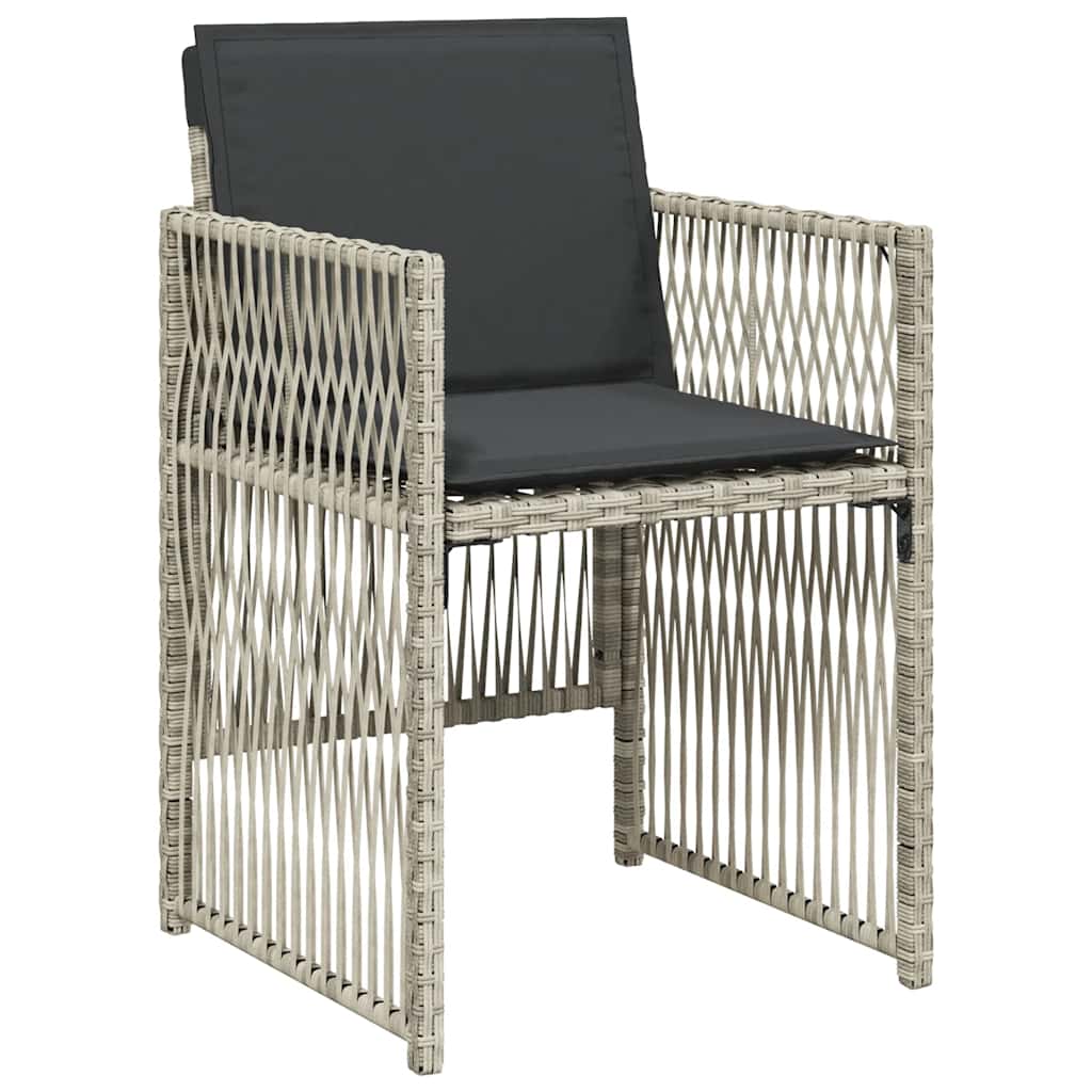 13 Piece Garden Dining Set with Cushions Light Grey Poly Rattan