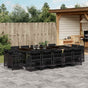 15 Piece Garden Dining Set with Cushions Black Poly Rattan