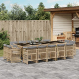 15 Piece Garden Dining Set with Cushions Mix Beige Poly Rattan
