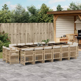 17 Piece Garden Dining Set with Cushions Beige Poly Rattan