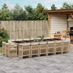17 Piece Garden Dining Set with Cushions Beige Poly Rattan