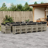 17 Piece Garden Dining Set with Cushions Light Grey Poly Rattan