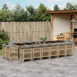 17 Piece Garden Dining Set with Cushions Mix Beige Poly Rattan