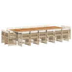 17 Piece Garden Dining Set with Cushions Beige Poly Rattan