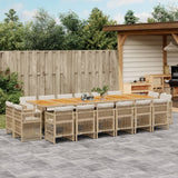 17 Piece Garden Dining Set with Cushions Beige Poly Rattan