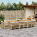 17 Piece Garden Dining Set with Cushions Beige Poly Rattan