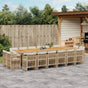 17 Piece Garden Dining Set with Cushions Beige Poly Rattan