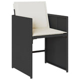 5 Piece Garden Dining Set with Cushions Black Poly Rattan - 45-Degree Angle