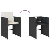 5 Piece Garden Dining Set with Cushions Black Poly Rattan - Rear View