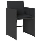 5 Piece Garden Dining Set with Cushions Black Poly Rattan