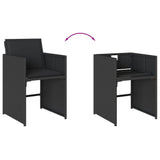 5 Piece Garden Dining Set with Cushions Black Poly Rattan - Rear View