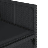 5 Piece Garden Dining Set with Cushions Black Poly Rattan - Low Angle
