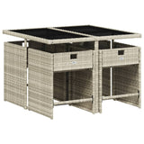 5 Piece Garden Dining Set with Cushions Light Grey Poly Rattan - Side View