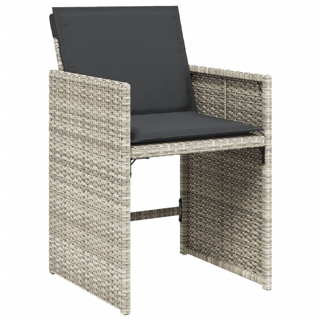 5 Piece Garden Dining Set with Cushions Light Grey Poly Rattan