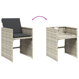 5 Piece Garden Dining Set with Cushions Light Grey Poly Rattan - Rear View