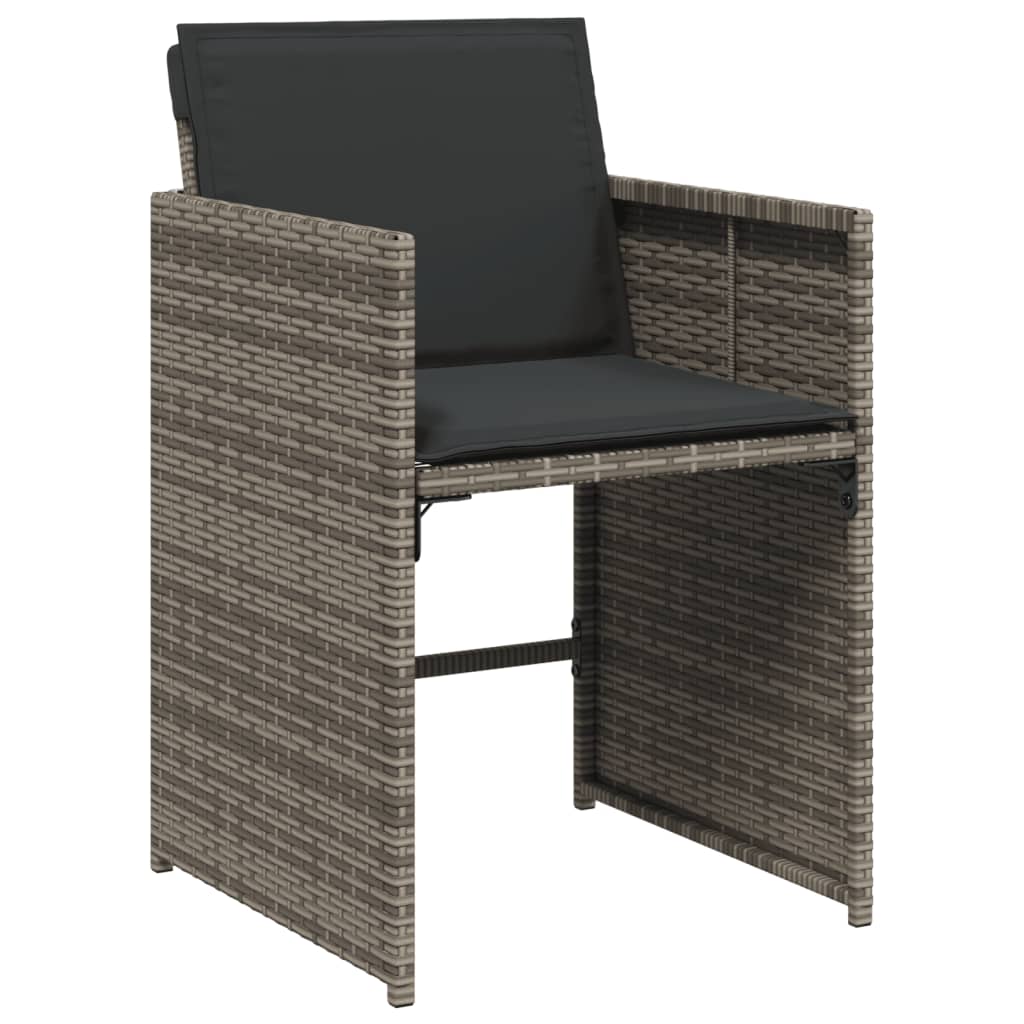 5 Piece Garden Dining Set with Cushions Grey Poly Rattan
