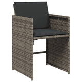 5 Piece Garden Dining Set with Cushions Grey Poly Rattan - 45-Degree Angle