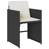 5 Piece Garden Dining Set with Cushions Black Poly Rattan - 45-Degree Angle