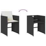 5 Piece Garden Dining Set with Cushions Black Poly Rattan - Rear View