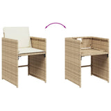 5 Piece Garden Dining Set with Cushions Beige Poly Rattan - Rear View