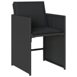 7 Piece Garden Dining Set with Cushions Black Poly Rattan