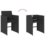 7 Piece Garden Dining Set with Cushions Black Poly Rattan