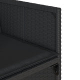7 Piece Garden Dining Set with Cushions Black Poly Rattan