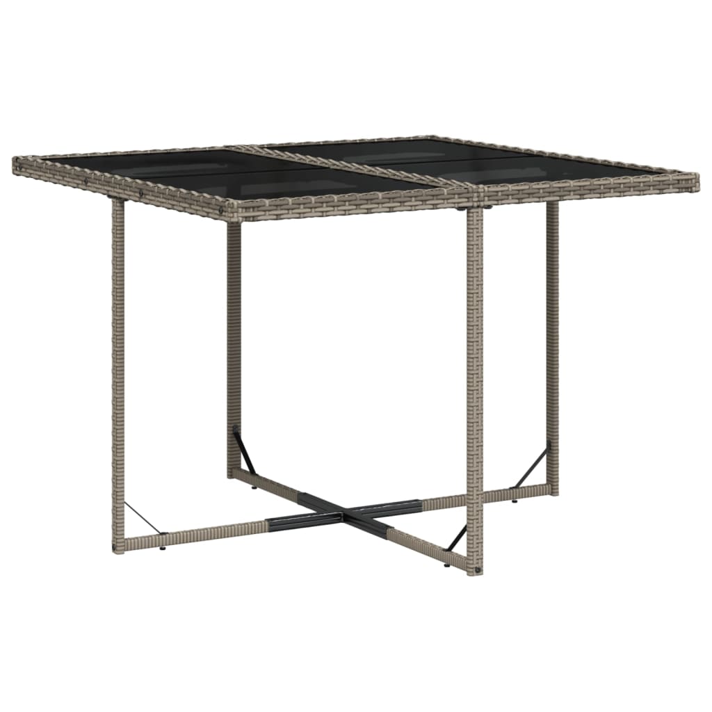 7 Piece Garden Dining Set with Cushions Grey Poly Rattan