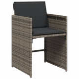 7 Piece Garden Dining Set with Cushions Grey Poly Rattan - 45-Degree Angle