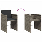 7 Piece Garden Dining Set with Cushions Grey Poly Rattan - Rear View