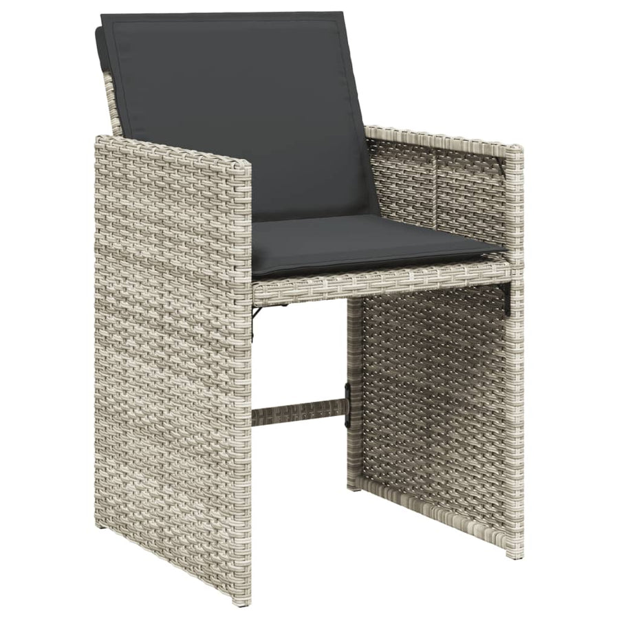 7 Piece Garden Dining Set with Cushions Light Grey Poly Rattan