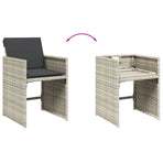 7 Piece Garden Dining Set with Cushions Light Grey Poly Rattan