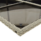 7 Piece Garden Dining Set with Cushions Light Grey Poly Rattan - Close-Up Angle