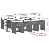 9 Piece Garden Dining Set with Cushions Black Poly Rattan - Extra Image