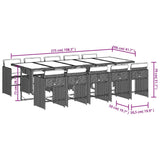 11 Piece Garden Dining Set with Cushions Black Poly Rattan - Extra Image